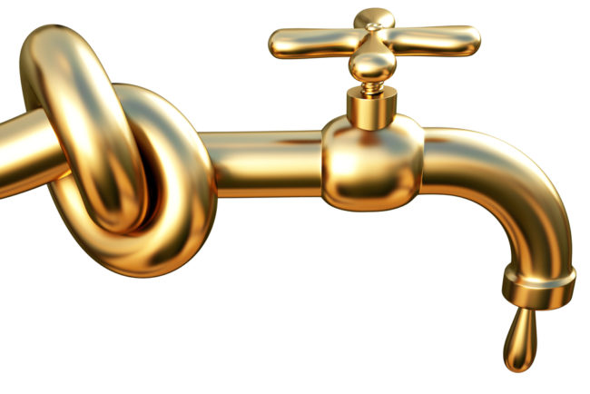 Tied,In,A,Knot,Golden,Tap.,A,Drop,Of,Gold