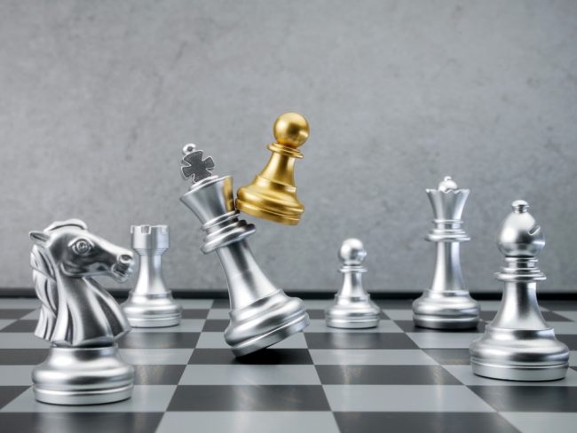Chess,Pawn,Attack,Chess,King,On,The,Board.,Selective,Focus.