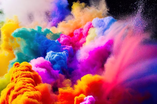 A,Bunch,Of,Colored,Powder,Flying,In,The,Air,,Colored