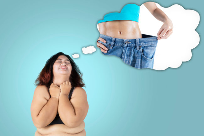 Picture,Of,Fat,Woman,Looks,Sad,While,Imagining,Her,Dream